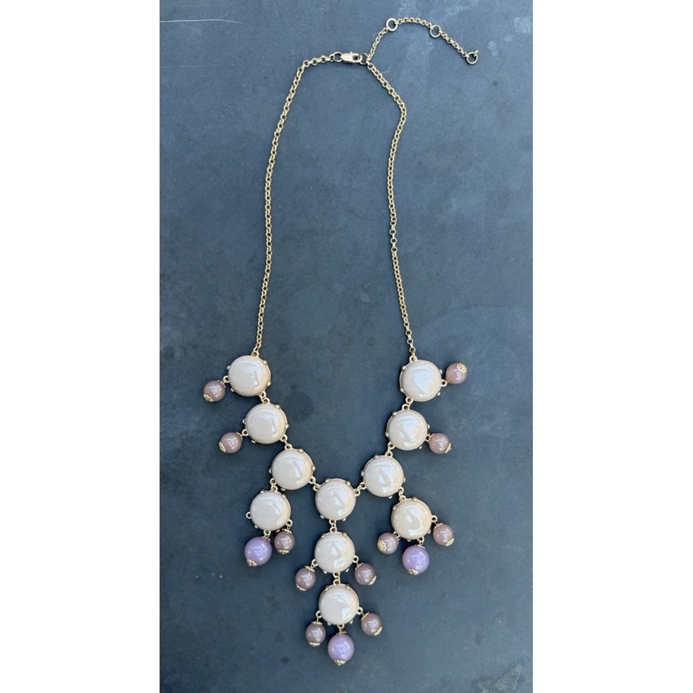 Vintage Beaded Gold Tone Long Bubble Bib Necklace Fairy Grunge Y2K Chunky Indie